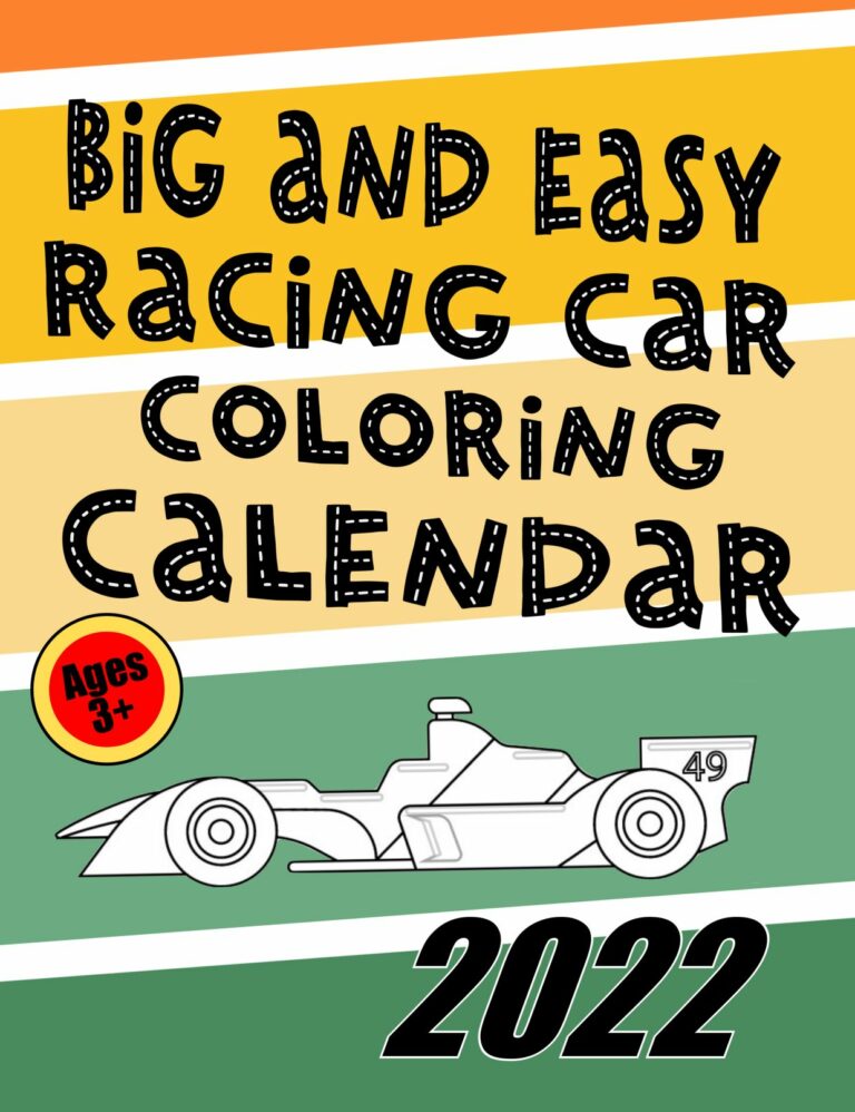 Big and Easy Racing Car Coloring Calendar